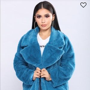 Fashion nova teal fur jacket  Karolina Faux Fur